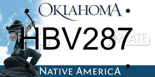 HBV287 Oklahoma License Plate