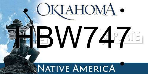 HBW747 Oklahoma License Plate