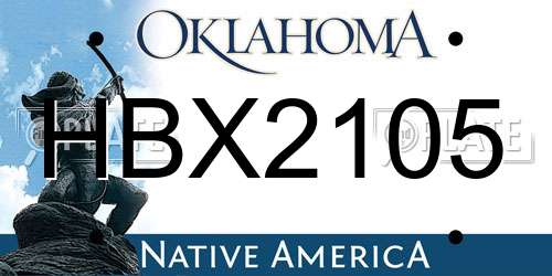 HBX2105 Oklahoma License Plate