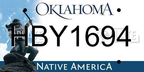 HBY1694 Oklahoma License Plate