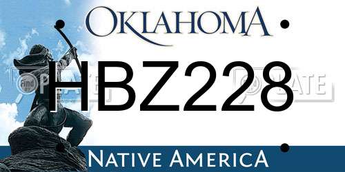HBZ228 Oklahoma License Plate