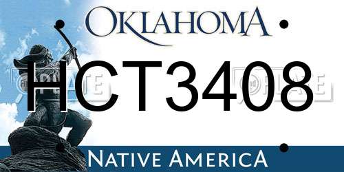 HCT3408 Oklahoma License Plate