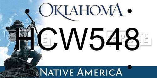 HCW548 Oklahoma License Plate
