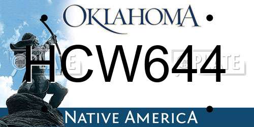 HCW644 Oklahoma License Plate