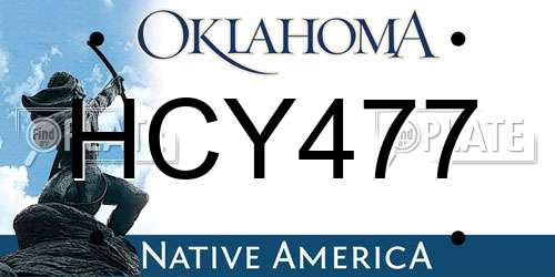 HCY477 Oklahoma License Plate