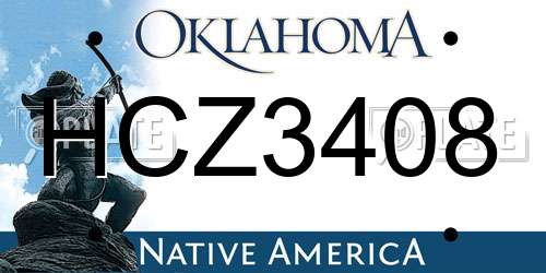 HCZ3408 Oklahoma License Plate