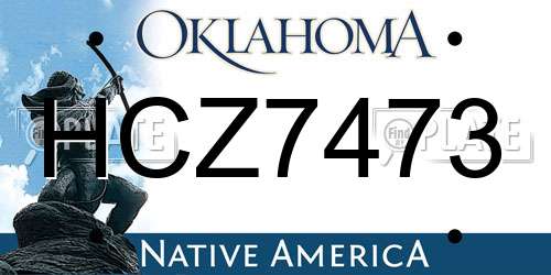 HCZ7473 Oklahoma License Plate