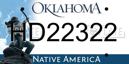 HD22322 Oklahoma License Plate