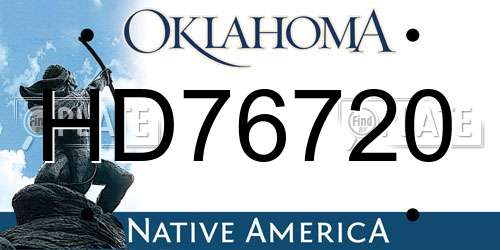 HD76720 Oklahoma License Plate
