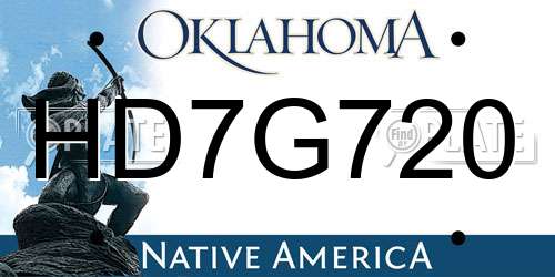 HD7G720 Oklahoma License Plate
