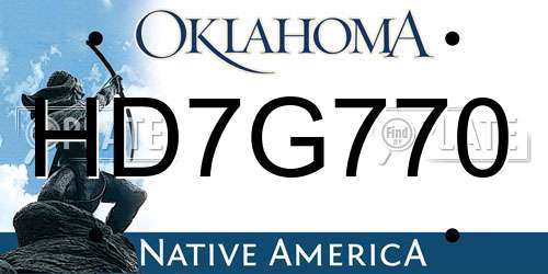 HD7G770 Oklahoma License Plate