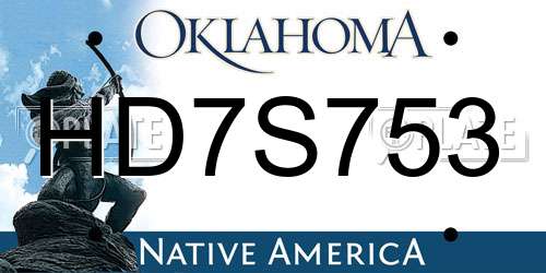 HD7S753 Oklahoma License Plate