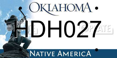 HDH027 Oklahoma License Plate