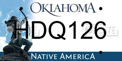 HDQ126 Oklahoma License Plate