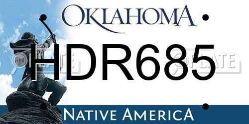 HDR685 Oklahoma License Plate