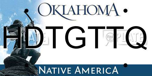 HDTGTTQ Oklahoma License Plate