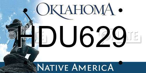 HDU629 Oklahoma License Plate