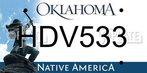 HDV533 Oklahoma License Plate