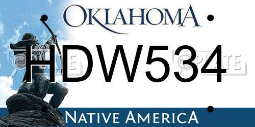 HDW534 Oklahoma License Plate