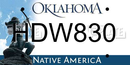 HDW830 Oklahoma License Plate