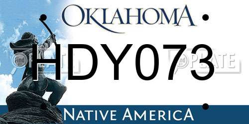 HDY073 Oklahoma License Plate