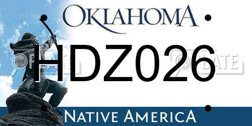 HDZ026 Oklahoma License Plate