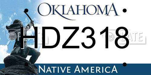 HDZ318 Oklahoma License Plate