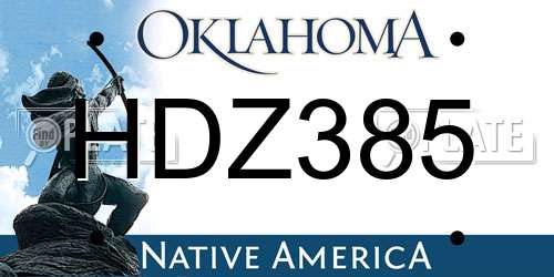HDZ385 Oklahoma License Plate