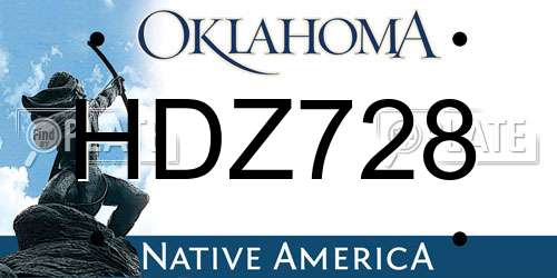 HDZ728 Oklahoma License Plate