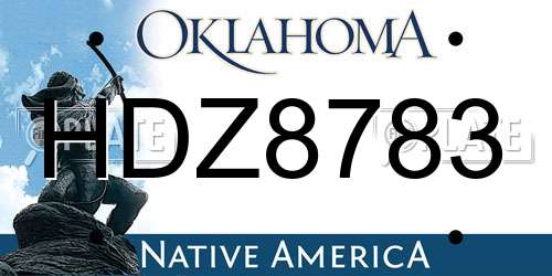HDZ8783 Oklahoma License Plate