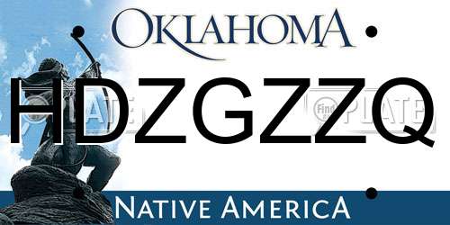 HDZGZZQ Oklahoma License Plate
