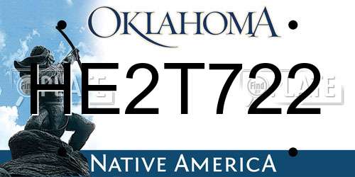 HE2T722 Oklahoma License Plate