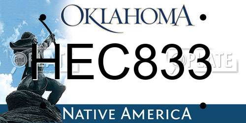 HEC833 Oklahoma License Plate