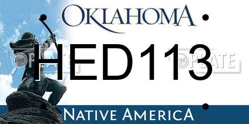 HED113 Oklahoma License Plate