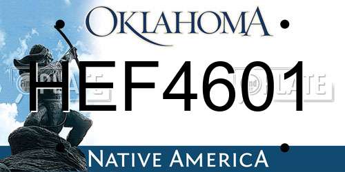 HEF4601 Oklahoma License Plate