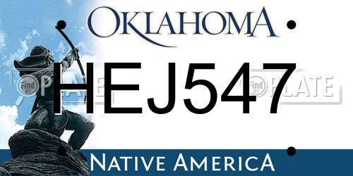 HEJ547 Oklahoma License Plate
