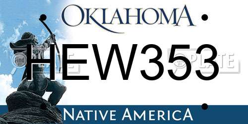 HEW353 Oklahoma License Plate
