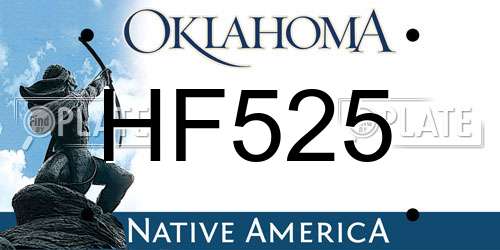 HF525 Oklahoma License Plate