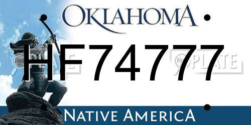 HF74777 Oklahoma License Plate