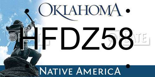HFDZ58 Oklahoma License Plate