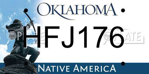 HFJ176 Oklahoma License Plate
