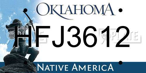 HFJ3612 Oklahoma License Plate