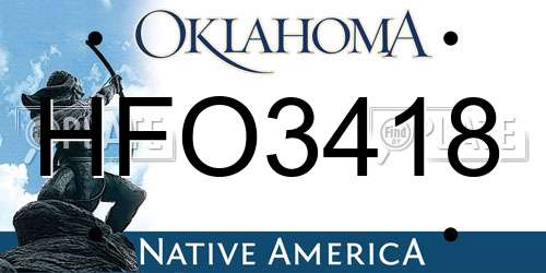 HFO3418 Oklahoma License Plate