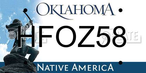 HFOZ58 Oklahoma License Plate