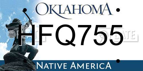 HFQ755 Oklahoma License Plate