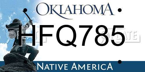 HFQ785 Oklahoma License Plate