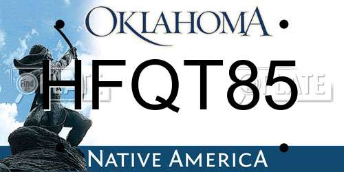 HFQT85 Oklahoma License Plate