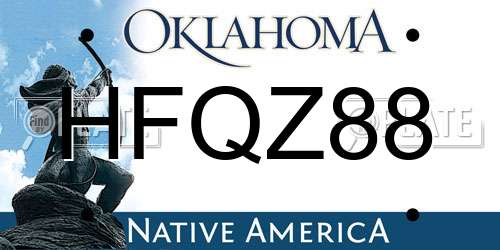 HFQZ88 Oklahoma License Plate