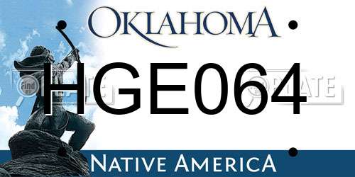 HGE064 Oklahoma License Plate