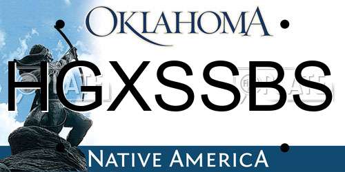 HGXSSBS Oklahoma License Plate